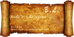 Boér Líviusz névjegykártya
